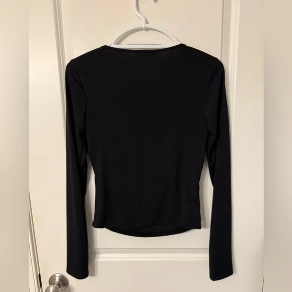 🏷️NWT Fashion Nova Elegant Black Drape Blouse - Picture 3 of 3